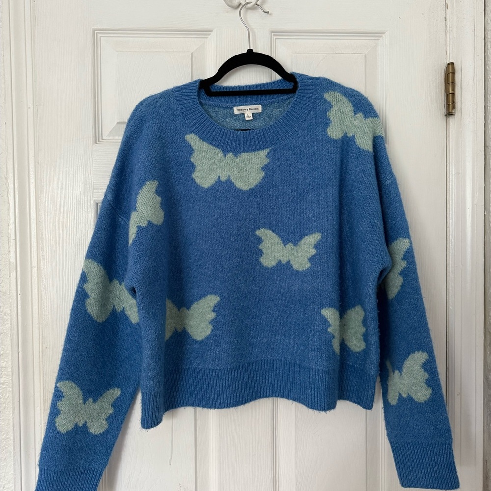 Newbury Kustom Blue and Green Crew Neck Sweater